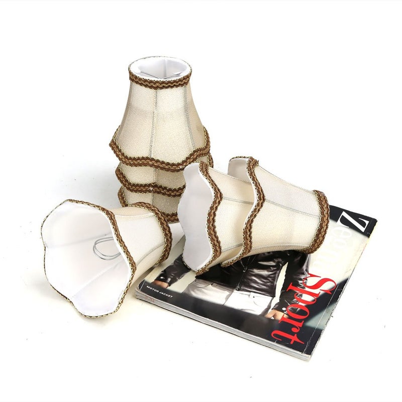Fuloon Clip on Chandelier Lamp Shades, 3.14x5.51x4.72 in, Small Sconce Shades for Candelabra Bulbs, European/French Country Style(6 Pack, Golden) - Image 4